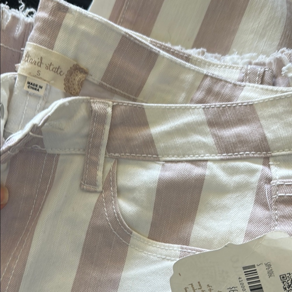 Women's Striped Jeans - White and Tan
